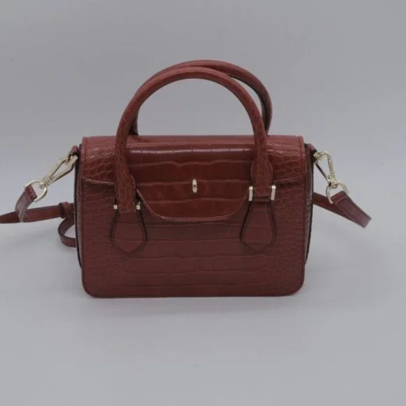 MICHAEL KORS Croc Embossed Red Leather Satchel Leather Bag Handbag Purse - Picture 7 of 9